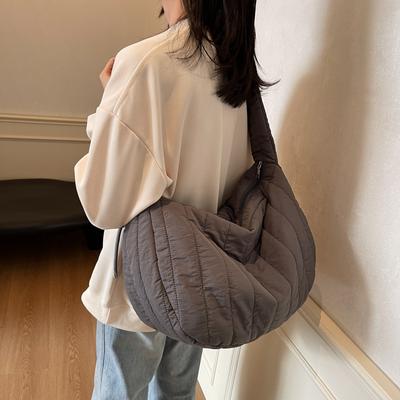 Folded Bag Drawstring Crossbody Bag Women's Large Capacity Dumpling Bag Commuter Shoulder Bag