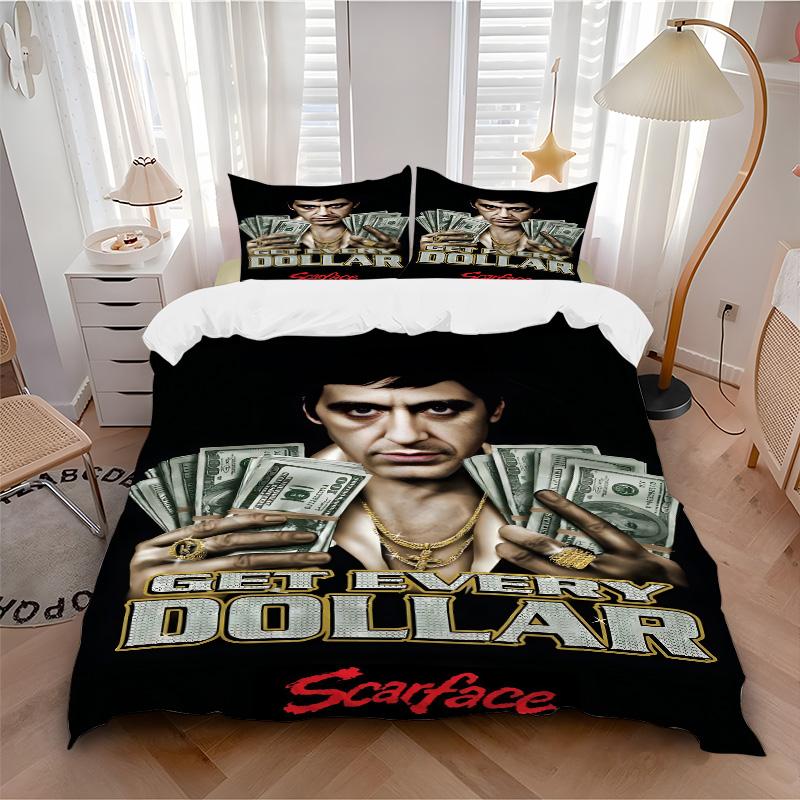 Money Power Scarface Print 3Pcs Bedding Setduvet Cover With 2 Bedropillowcase Home Birthday Gift