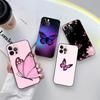 Beauty Pink Butterfly Phone Case for iPhone 11 15 Pro Max Case Coque 14 Plus 13 Pro 12 Mini 11 X S XR 7 8 SE 2020 TPU Soft Cover