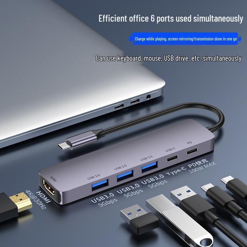 USB-C Expansion Dock with USB 3.0 Hub, Laptop Splitter, 100W Charging, 4K HDMI Converter
