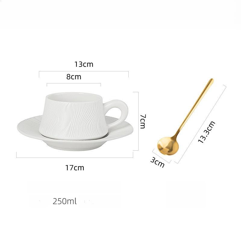Capuccino Cups with Saucers and Metal Stand, 250ml Ceramic Coffee Cup Espresso Shots Cup Small Coffee Cups, Black and White
