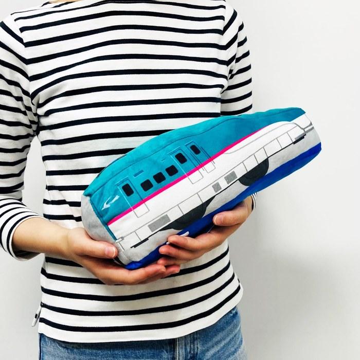 MORIPiLO Hugging Pillow Plarail Shinkansen Hayabusa (Die-Cut Cushion Small) Micro Fabric Green 31x13x13cm