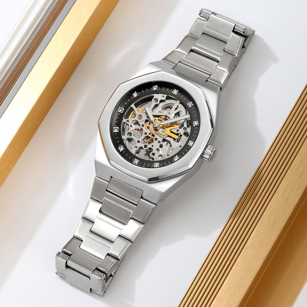 New Tourbillon Automatic Hollow Mechanical Watch Men's Steel Belt Watch Watch