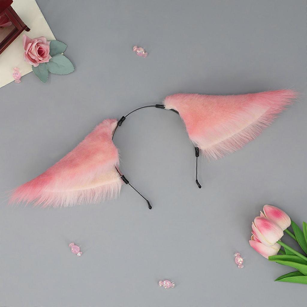 Lovely Foxes Ear Shape Hair Hoop Cute Hair Holder Live Broadcast Cosplay Character Costume Headwear for Teens Woman Pink