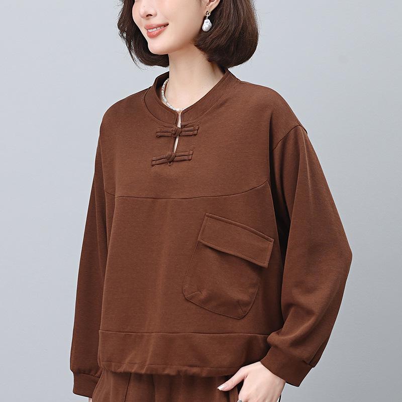 

Women s Plus Size Round Neck Sweatshirt - 2024 Stylish Long Sleeve Top for Middle-Aged Moms, Perfect for Spring and Autumn L жовтий/гірчичний