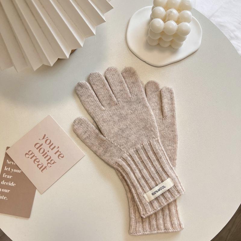 Australische Wollstrickhandschuhe für Damen mit freien Fingern und Touchscreen für Kälteschutz und Wärme beim Radfahren