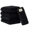 Towel Research Institute [Spongy Touch] #033 Face Towel, Black, Set of 5. Soft, Medium-thick, Voluminous, Fast Absorbent, Durable, 100% Cotton,