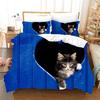 3D Cute Cat Print Bedding Set Lovely Animal Duvet Cover Microfiber Pet Quilt Cover With Pillowcases Twin Full For Kid Teen Girls