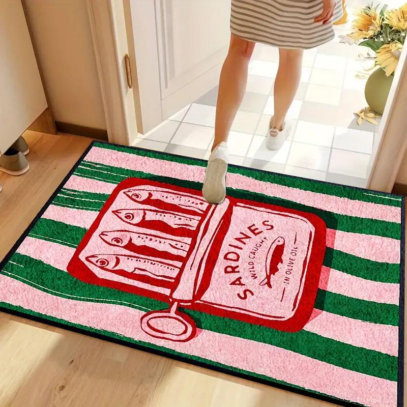 VIKAMA Sardine Can Pattern Doormat Insulating And Warm Entrance Hallway Mat Bathroom Shower Area Foot Mat Home Decor