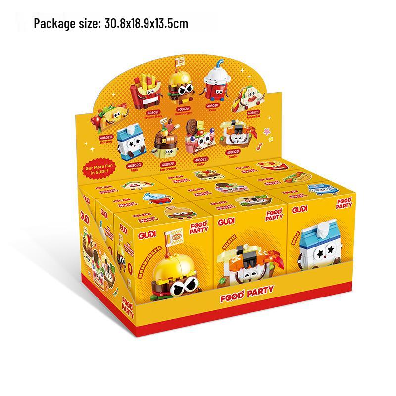 Gudi Food Party Building Blocks: Burger & Fries Toy Set - Perfect Educational Gift for Boys & Girls Birthday Assembly