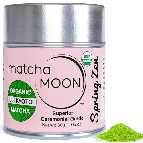 Matcha Moon Kyoto Uji Matcha Organic Cultivated Pesticide-Free Additive-Free Powder Organic Ceremonial Grade Japanese Matcha 30g