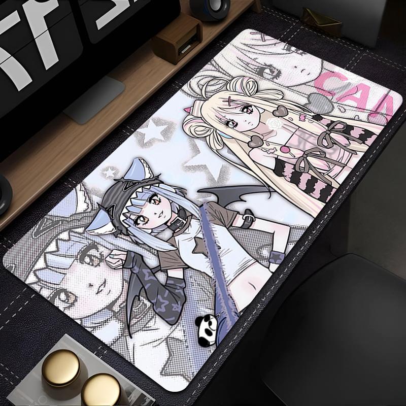 Gaming Mouse Pad Large Desk Mat Antislip Stitched Edges Sweet Anime Maid Print Pink Tone Waterproof Mat for Home Use
