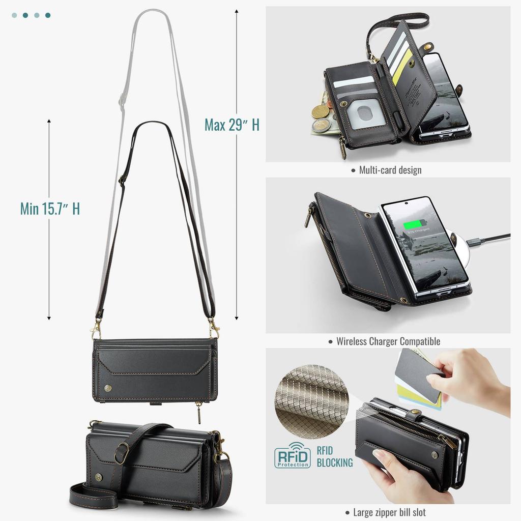 Custodia per Samsung Galaxy Z Fold 7 con Portapenne S Pen Portafoglio Blocco RFID Copertura a Libro in Pelle PU Portacarte da Donna Cinturino con Cerniera
