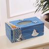 1Pcs Wooden Mediterranean Tissue Box Holder Decorative Desktop Storage Container for Home Office Bedroom Living Room Hotel Car