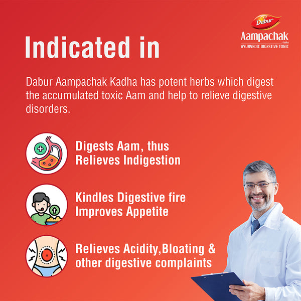 Dabur Aampachak Kadha Ayurvedic Digestive Tonic 450ml Pack Of 1 | Relieves Gas, Acidity, Constipation | Supports Gut Health & Wellness