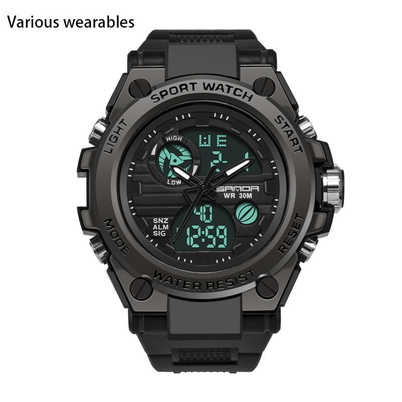 Trendy and Personalized Men's Electronic Watch Outdoor Sports Waterproof Luminous Watch Multi-functional Male and Female Student Watch
