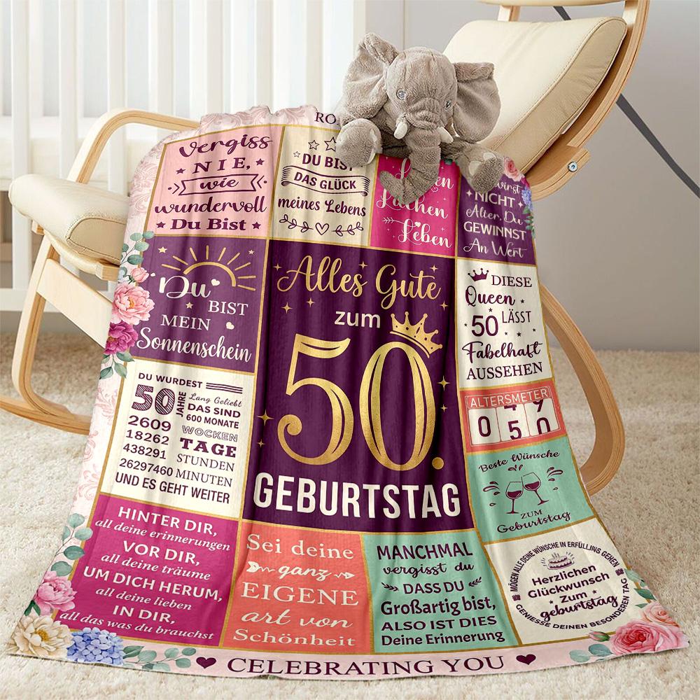 50th Anniversary Celebration Flannel Blanket-Soft and Suitable for Sofas,Beds,Offices,Travel,All Seasons,Great Gift for Holidays and Birthdays.