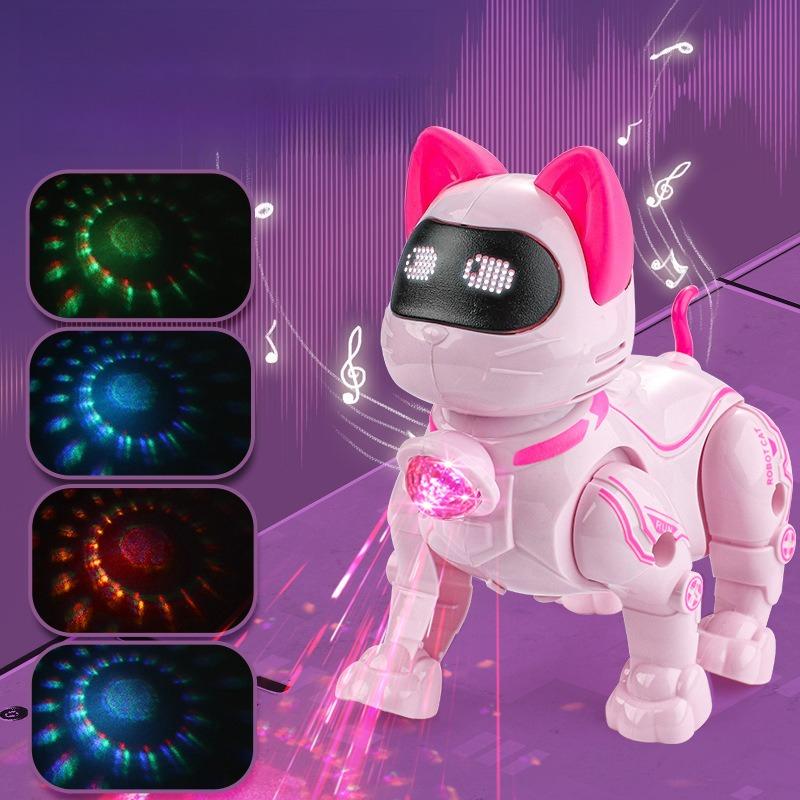 1 יחידה חתול רובוט חשמלי לילדים עם אור ומוזיקה הולך ושר רצועה צעצוע לחיות מחמד