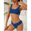 Women S Solid Color Split Swimsuit Beach Bikini Set