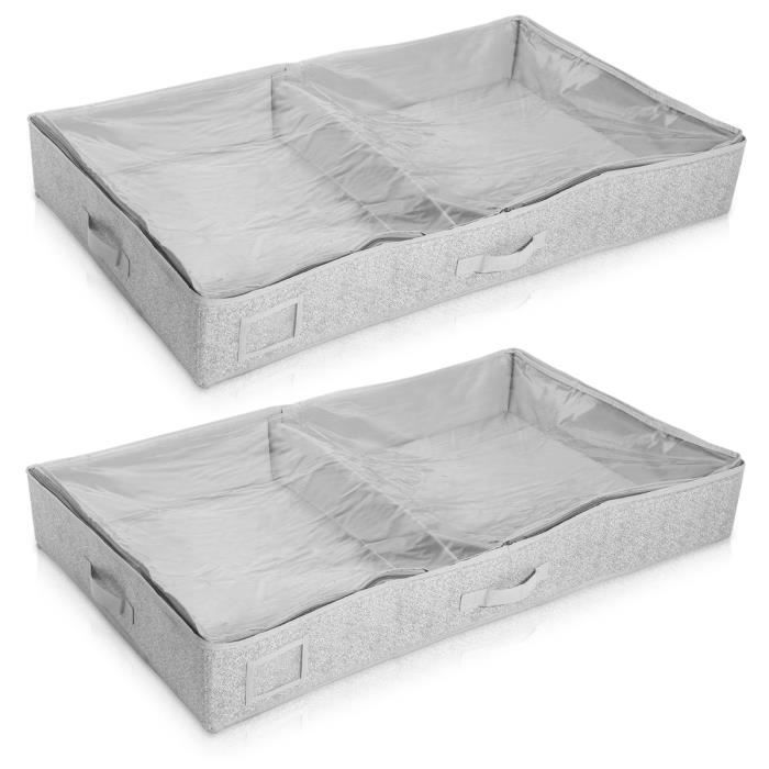 Sac de rangement sous lit - Navaris - Lot de 2 - 91 x 54 x 13,5 cm - 66 L - Polyester non-tissé