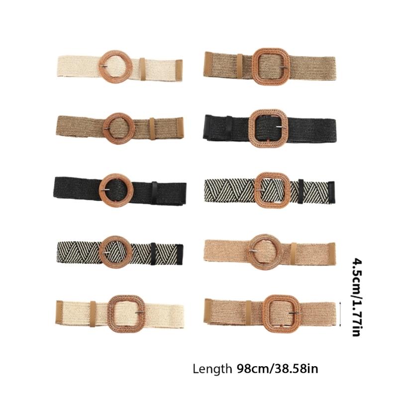 Plastic Buckle Waist Belt Aesthetic Braided Belt Decorative Waistband Wide Belt for Dress Elegant Weaving Waiststrap