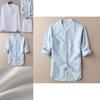 Premium Men's Loose Cotton And Linen Shirts With V-neck For Ultimate Comfort