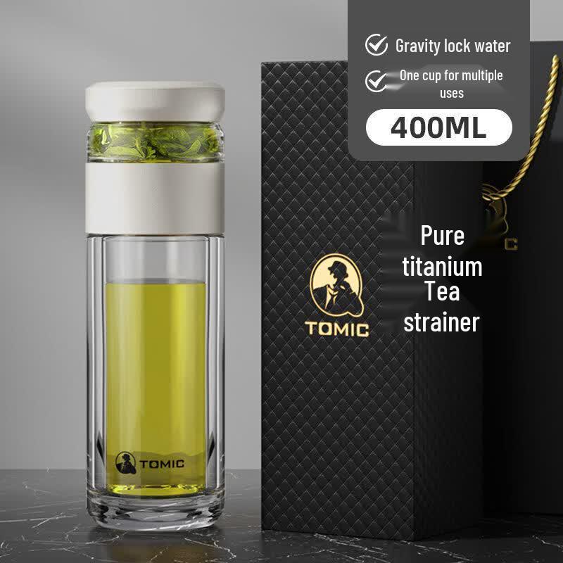 TOMIC Business Double-Layer Glass Tea Cup with Titanium Infuser
