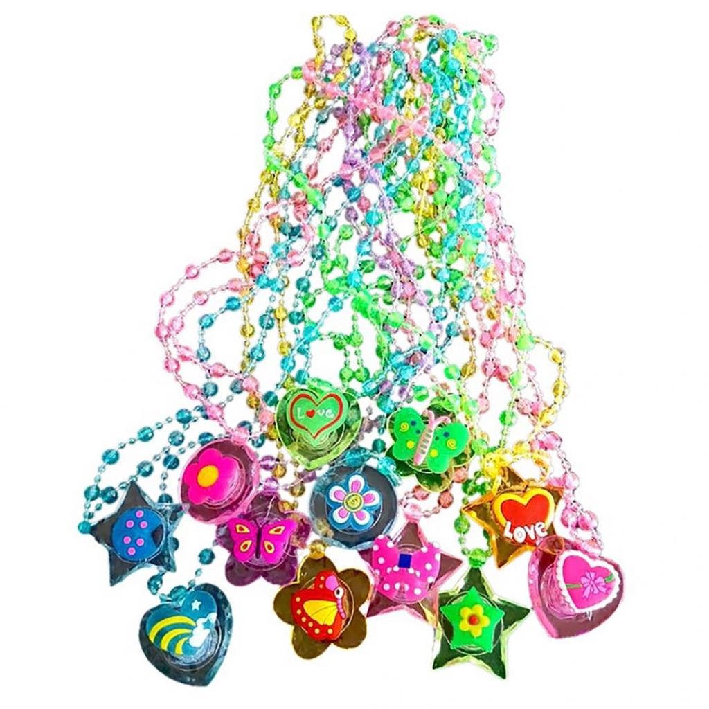 Estrella amor corazón flor mariposa colgante cuentas iluminar collar niños jugar juguete