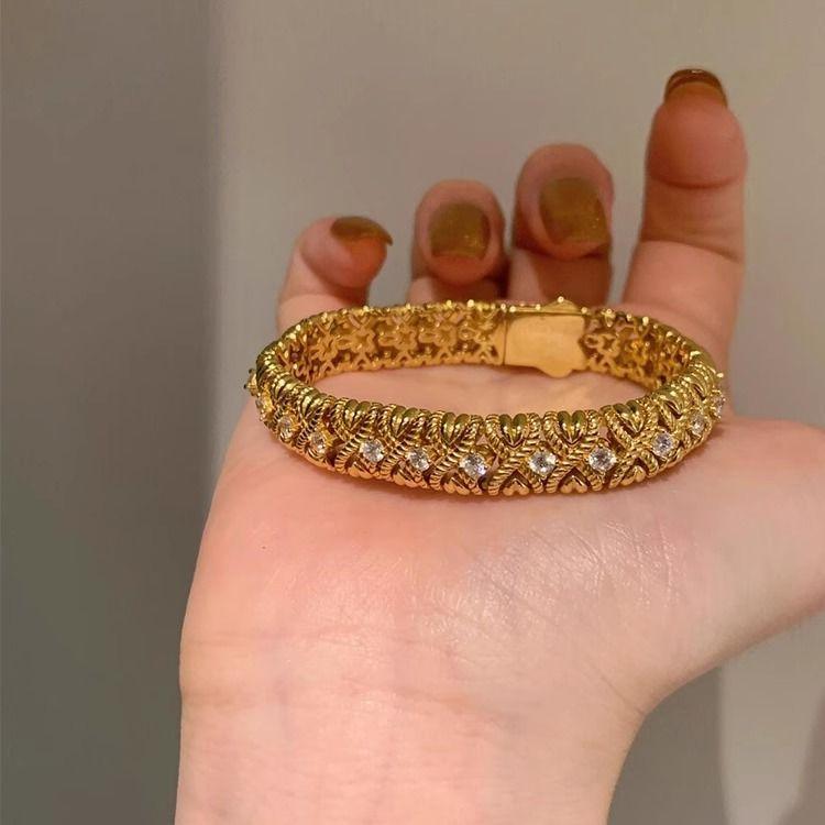 Богатый  Универсальный Средневековый Браслет для Тяжелой Промышленности Женский Золотой Французский Ретро Легкая Роскошь Судебный Стиль Браслет