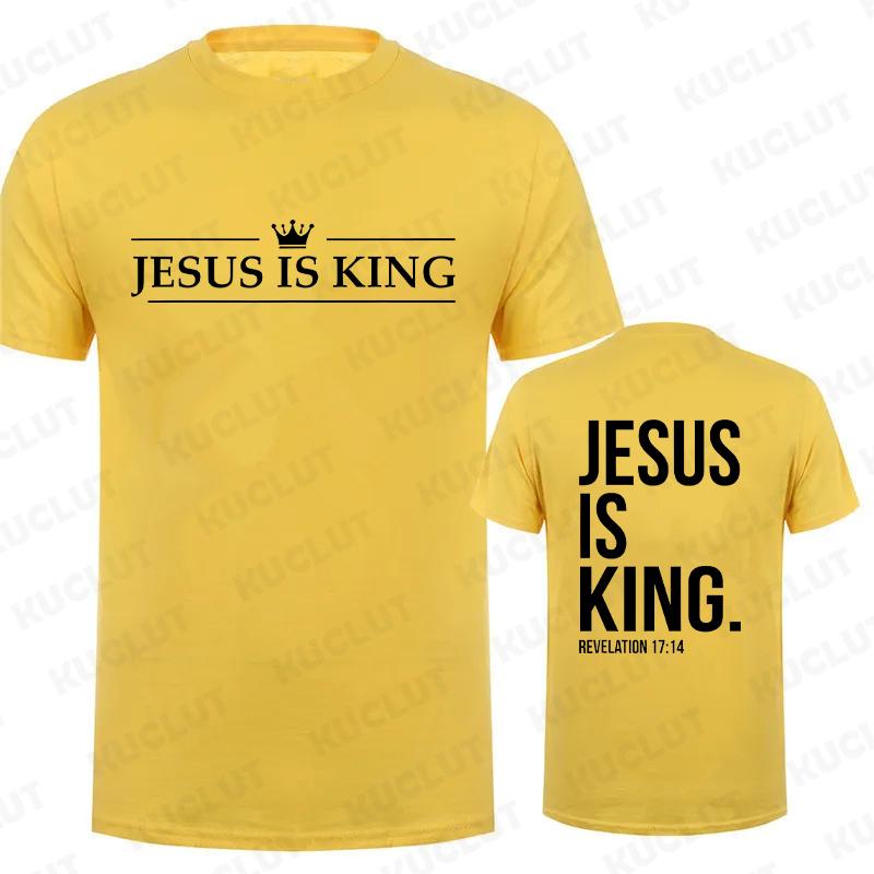 Jesus Is King Print T Shirt Tees for Men Fashion Casual Short Sleeve T-shirt for Summer Casual T-shirts Christian Faith Tshirts