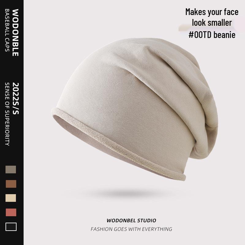 Women's 2023 Small Brim Stacked Beanie: Autumn/Winter Head-Wrapping Wool Hat for a Slimmer Look