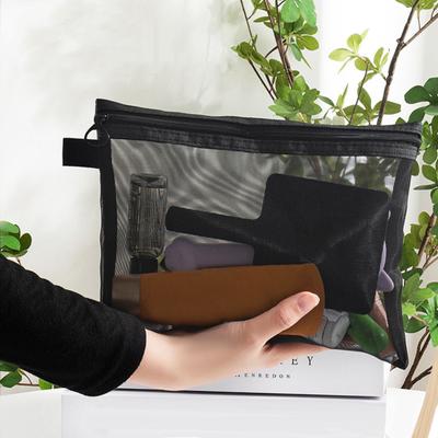 Makeup Bag See Throgh Zipper Closure Large Opening Portable Lightweight Commute Travel Makeup Bag Earphone Key Stoarge Mesh Pouch Toilet Bag