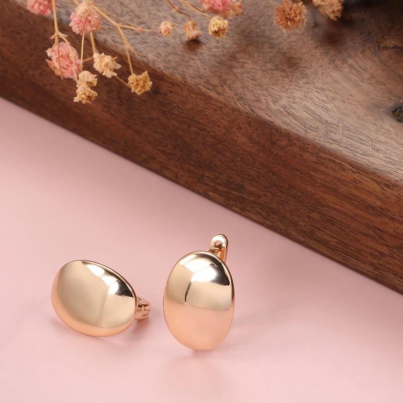Rose Gold Oval Clip-on Earrings with A Glossy Finish
