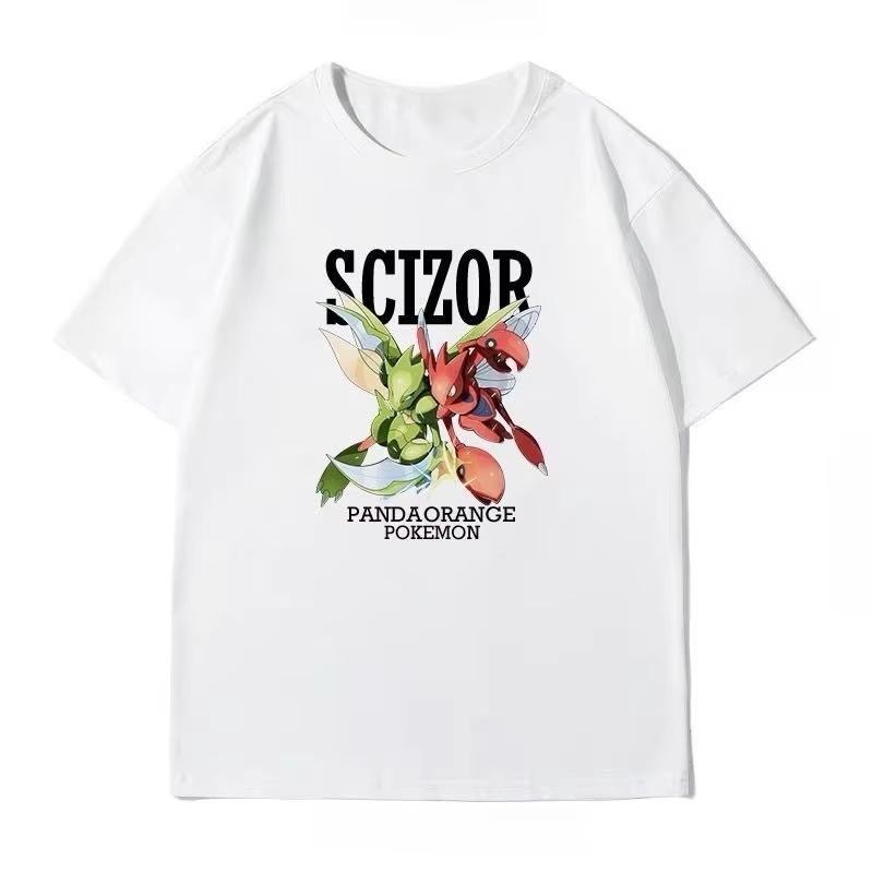 Summer New Pokémon Cartoon Creative Printing Washed TShirt Mens and Womens American Trend Loose Casual Short Sleeve Top