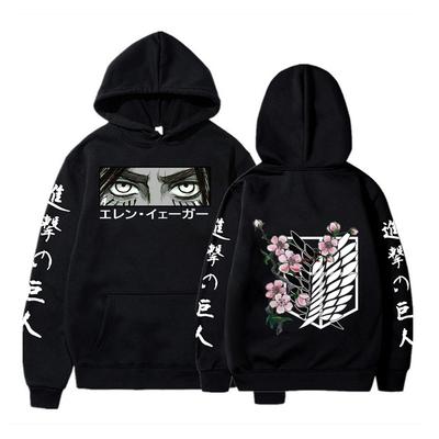Fashion Anime Attack On Titan Eren Yeager Eyes Print Long Sleeve Hoodies Harajuku Cartoon Winter Casual Women Men Sweatshirts