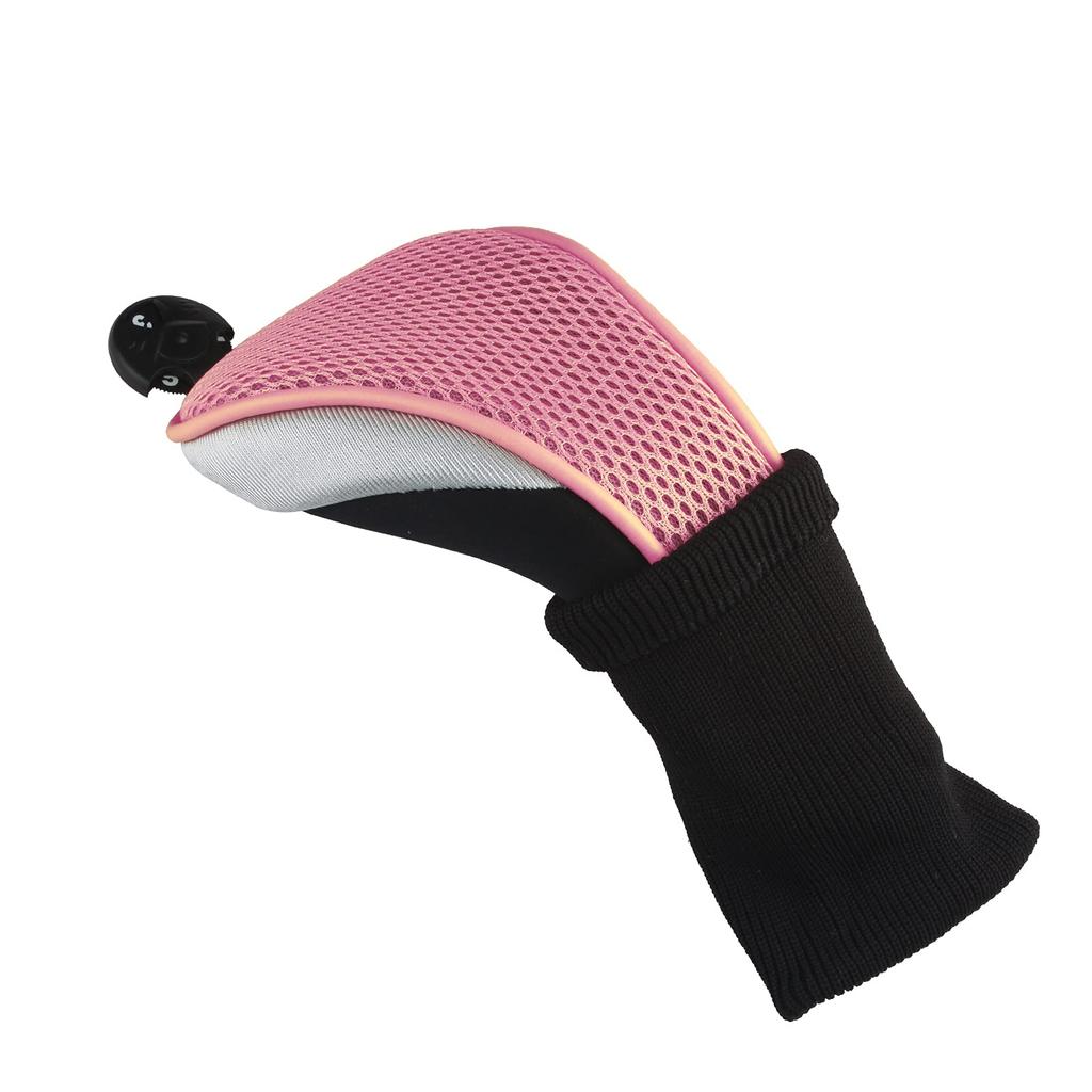 Copritesta Ibridi da Golf Andux a Collo Lungo con Set di Etichette Numerate Intercambiabili, 4, CTMT-02 (Rosa)