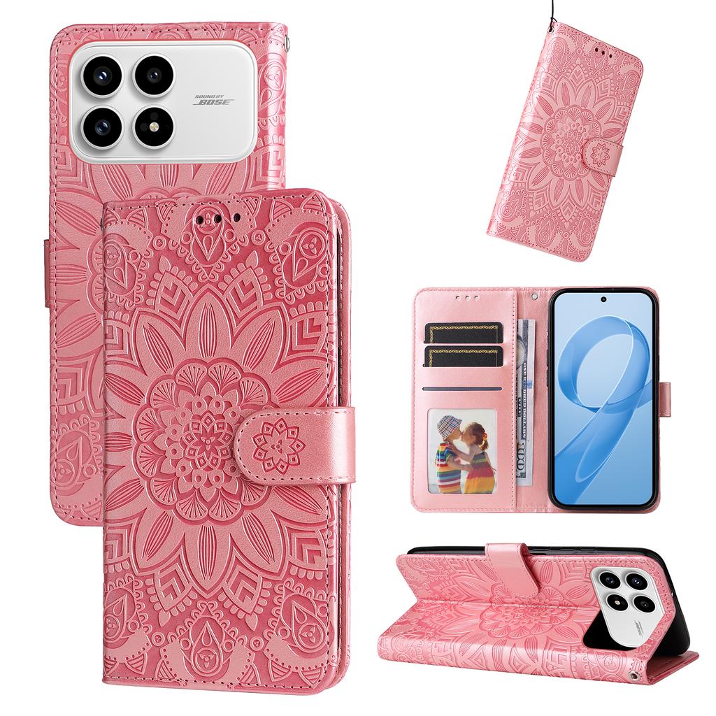 For Xiaomi Redmi K90 5G/Poco F8 Pro Case Sunflower Imprint Leather Wallet Phone Cover