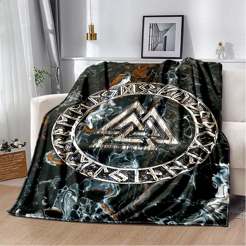 3D Viking Odin Valhalla Nordic Mythology Symbols Blanket,Soft Throw Blanket for Home Bedroom Bed Sofa Picnic Office Travel Cover