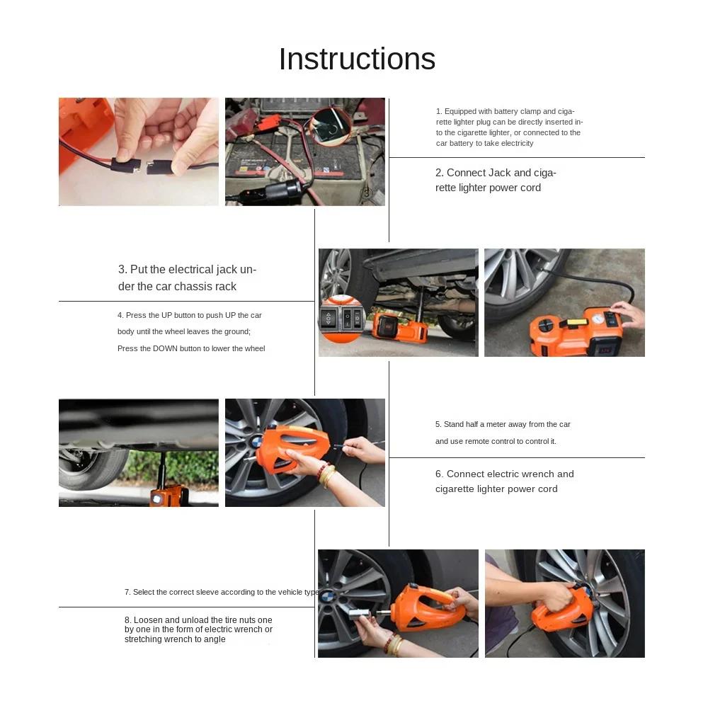 2025Multifunctional 5T Electric Hydraulic Jack 12V Vertical Hydraulic Jack Electric Torque Wrench