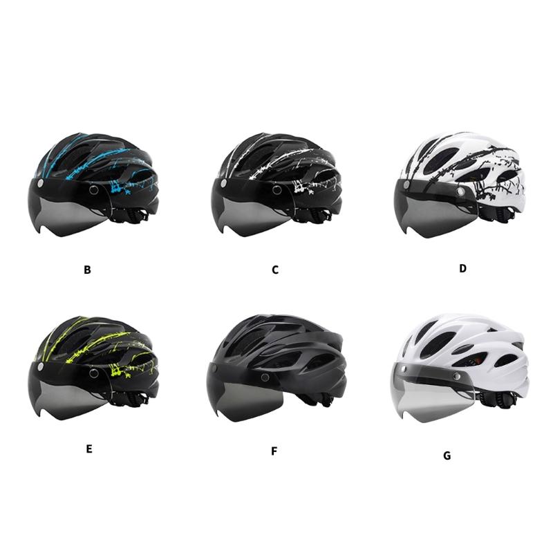 Cycling Helmets Comfortable Lining Bicycles Helmets with LED Light & Goggles Bike Helmets Safety Cap for Women and Men