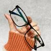 Solid Glasses Tr90 Black Frame Men'S Myopia Glasses Frame Can Be Matched With Degree Literary And Retro Flat Glasses Square Glasses Frame