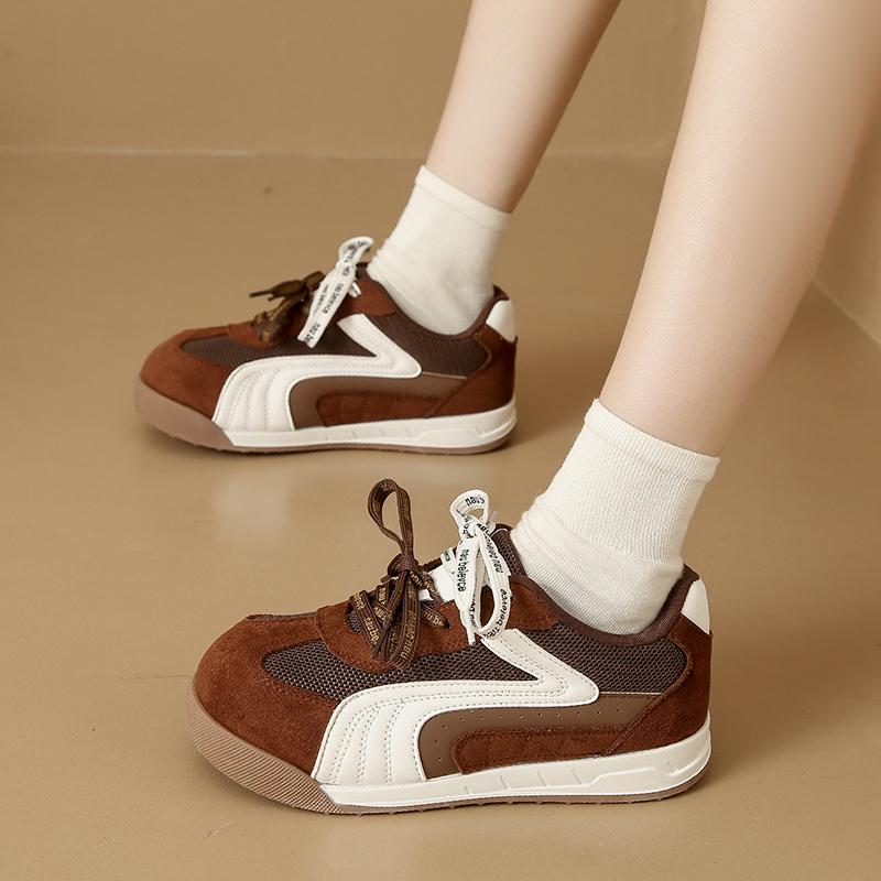 Modische CRLAYDK Vintage Sneaker für Damen Schnürschuhe Trendige Mode Rutschfeste Schuhe Bequeme Freizeit-Laufschuhe Frühling Tennis