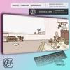 HYBXAXC Kawaii Mouse Pad Anime Sunset Purple Rabbit Gaming Accessories MousePad Keyboard Aesthetics Desk Mat Pad for Computer
