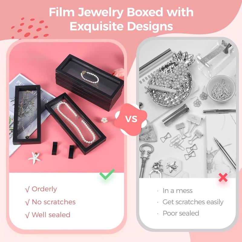 5Set 3DRectangle floating frame with base, display frame, elastic telescopic storage box, suitable for earrings, rings, brooches