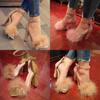 Elegant Womens Fashion Summer Lace Up High Heel Sandals With Hair Ball Design