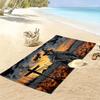 Halloween Skeleton Wizard Pumpkin Field Print Beach Towel, Gothic Spooky Quick‑Dry Towel for Beach Pool Travel