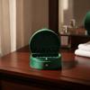 Compact Velvet Jewelry Box with Snap Closure Elegant Round