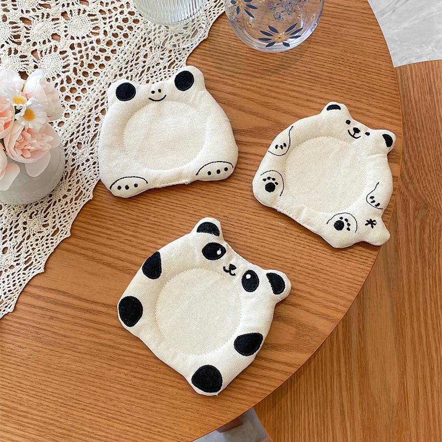 Creative Animal Cartoon Coasters With Insulation And Plush Fabric For Home Decor