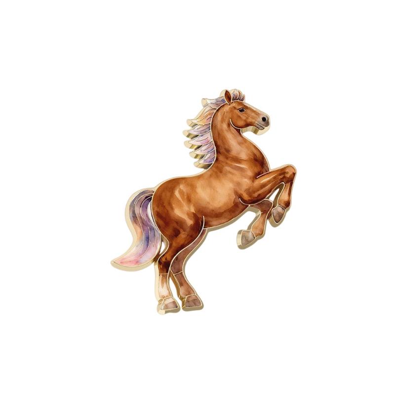 1/4Pcs Cute Cartoon Pony Metal Brooches Zodiac Horse Badge Pins Clothing Backpack Accessories For Women Men Year Gift