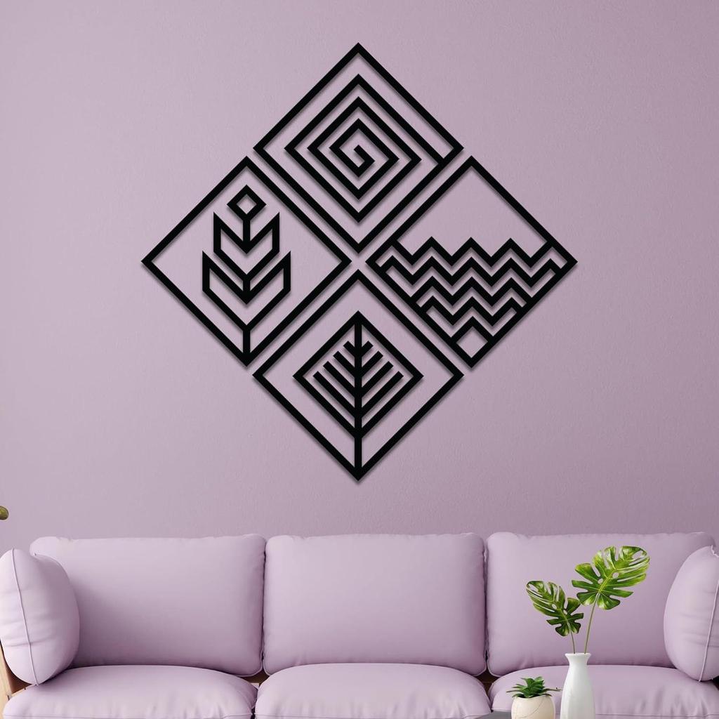 Pre-Laminated Pine Wood Abstract Line Wall Art | Laser Cut Precision | For Home Décor | For Gifting (Set of 4)